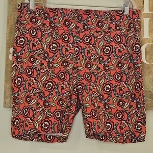 Zac & Rachel Pull-On Bermuda Shorts – Coral Floral Stretch – Size 16